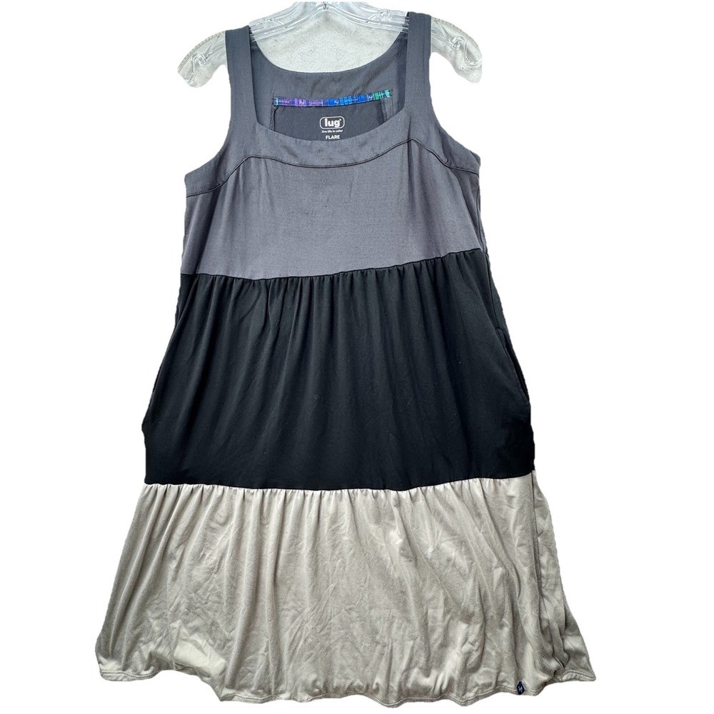 Lug Flare Women's Color Block Stretch Sun Dress Pockets Size XS Recycled Poly